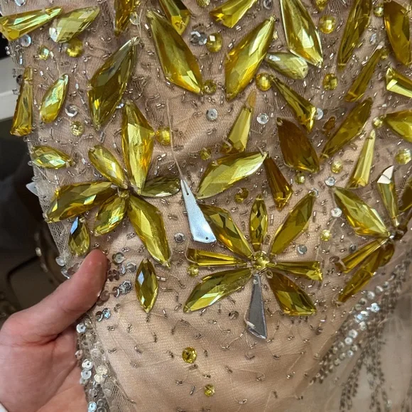 Dave & Johnny Pink and Gold Embellished Dress - Picture 10 of 11